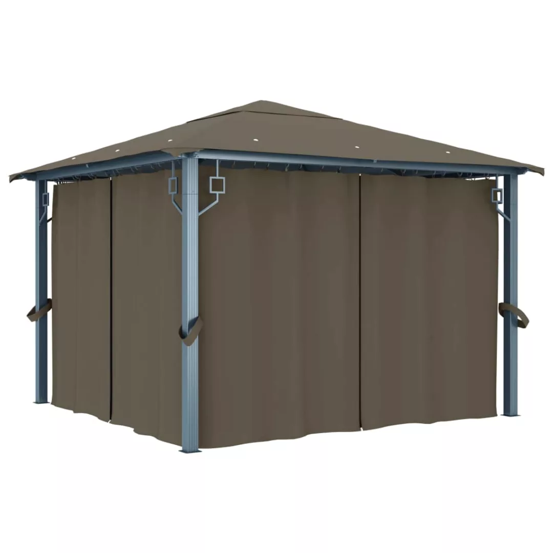 Pavillon Mit Vorhang 300x300 Cm Taupe Aluminium günstig online kaufen