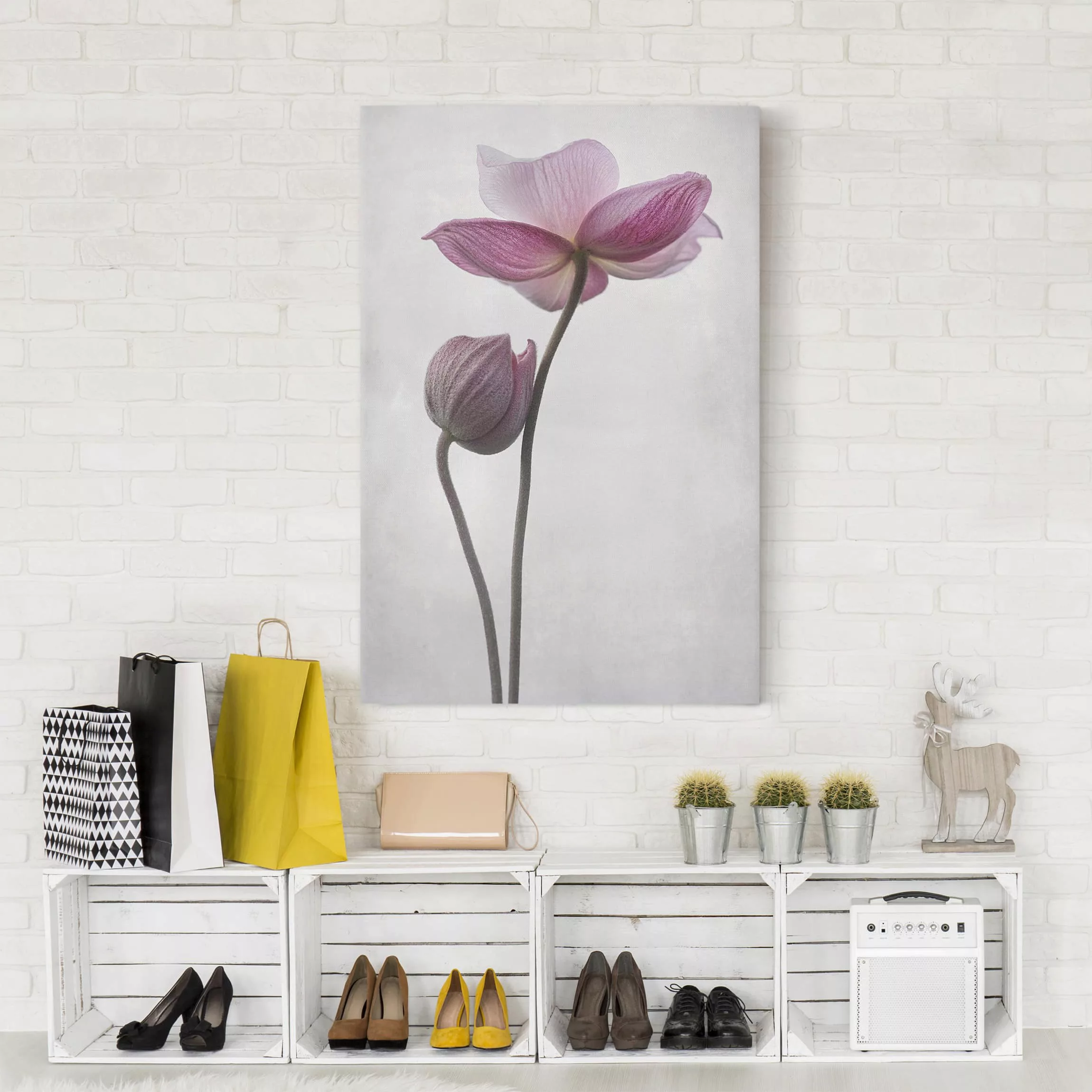 Leinwandbild - Hochformat Anemonen in rosa günstig online kaufen