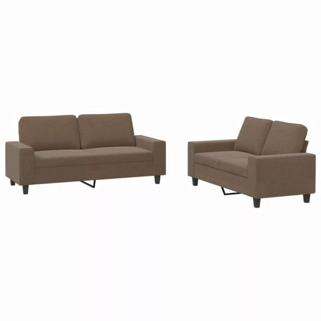 vidaXL Sofa 2-tlg. Sofagarnitur Braun Stoff günstig online kaufen