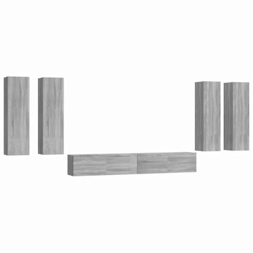 vidaXL TV-Schrank 6-tlg. TV-Schrank-Set Grau Sonoma Holzwerkstoff (6-St) günstig online kaufen