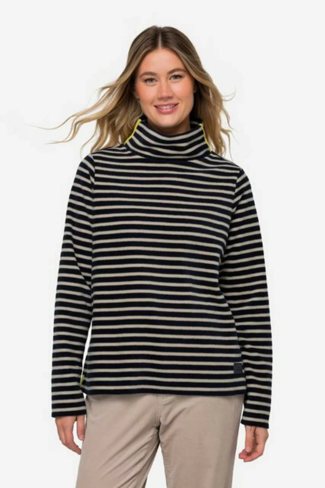 Laurasøn Sweatshirt Pullover geringelter Fleece Stehkragen Langarm günstig online kaufen