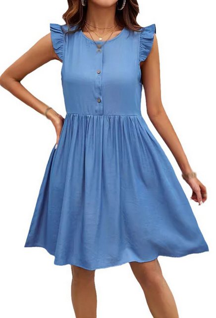 CHENIN Volantkleid Mode Einfaches Kleid mit gerafften Ärmeln Taille Schlank günstig online kaufen