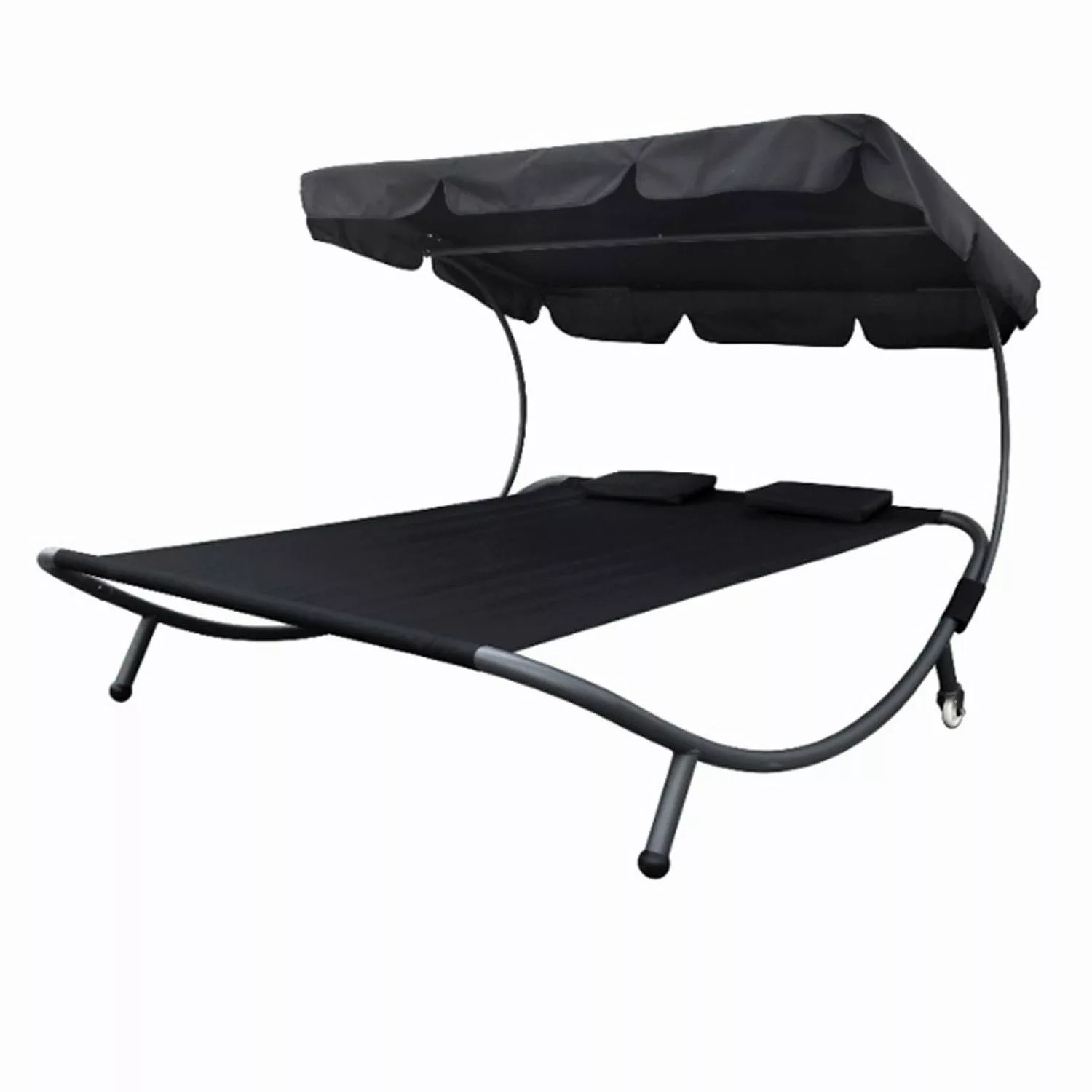 Home4Living Doppelliege Doppel-Sonnenliege mit Dach schwarz günstig online kaufen