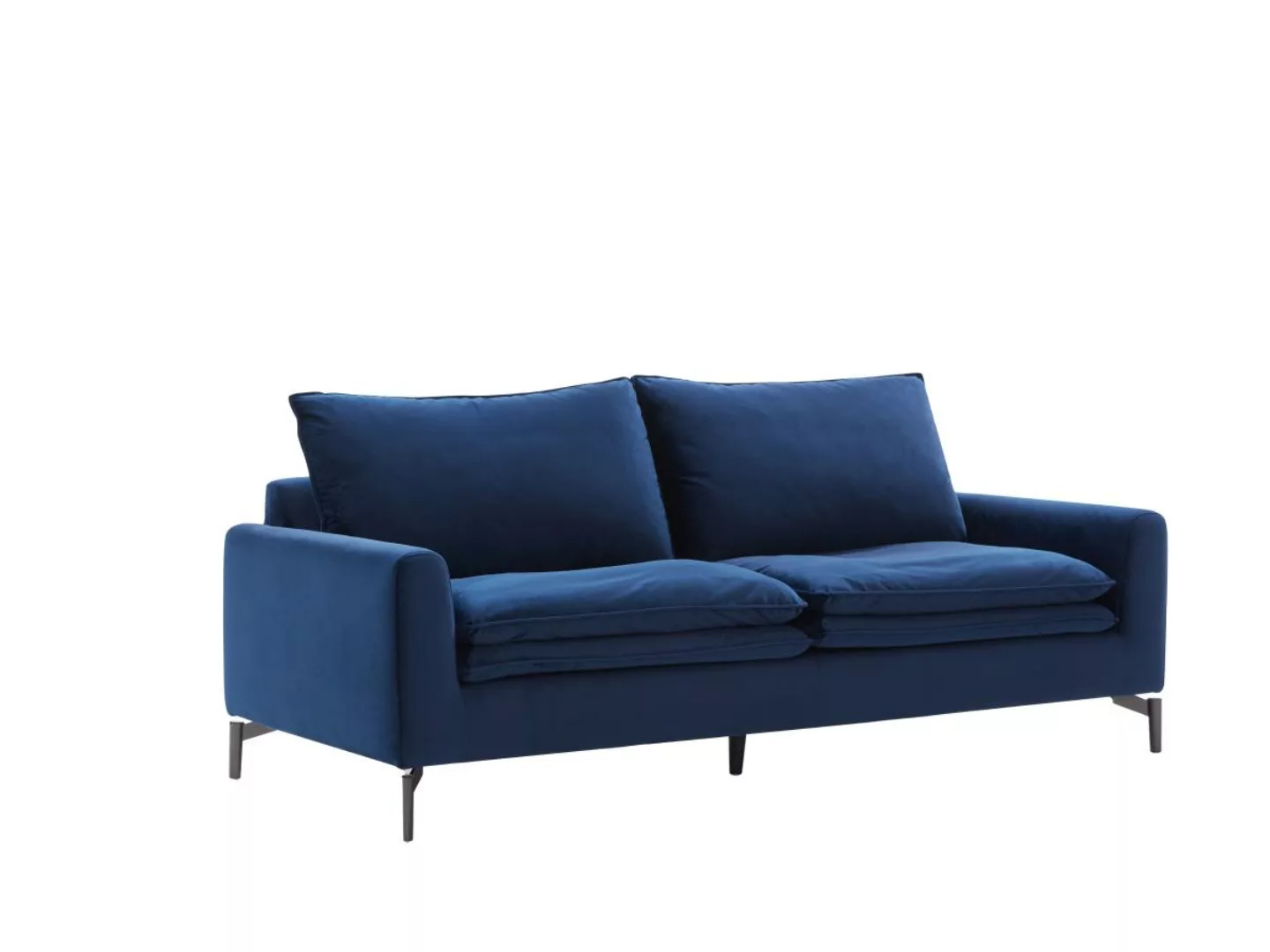 Sofa 3-Sitzer - Samt - Dunkelblau - ISENA günstig online kaufen