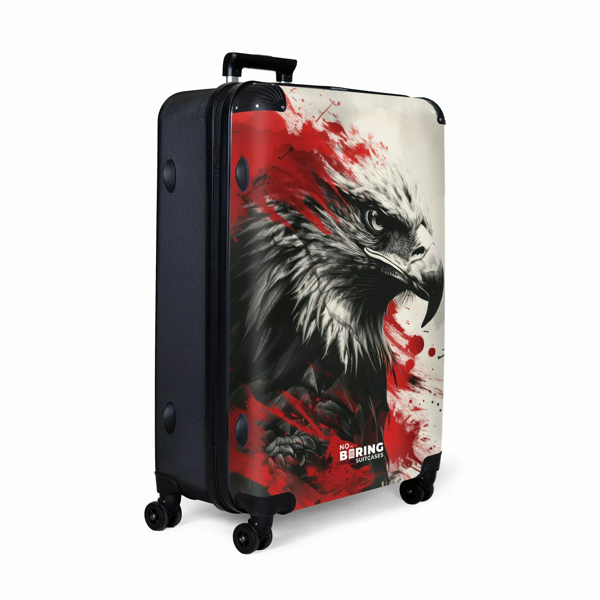 NoBoringSuitcases.com© Hartschalen-Trolley Schwarzer und weißer Adler günstig online kaufen
