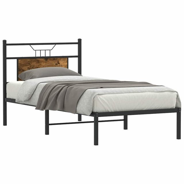 vidaXL Bett Bettgestell ohne Matratze Räuchereiche 75x190 cm Holzwerkstoff günstig online kaufen