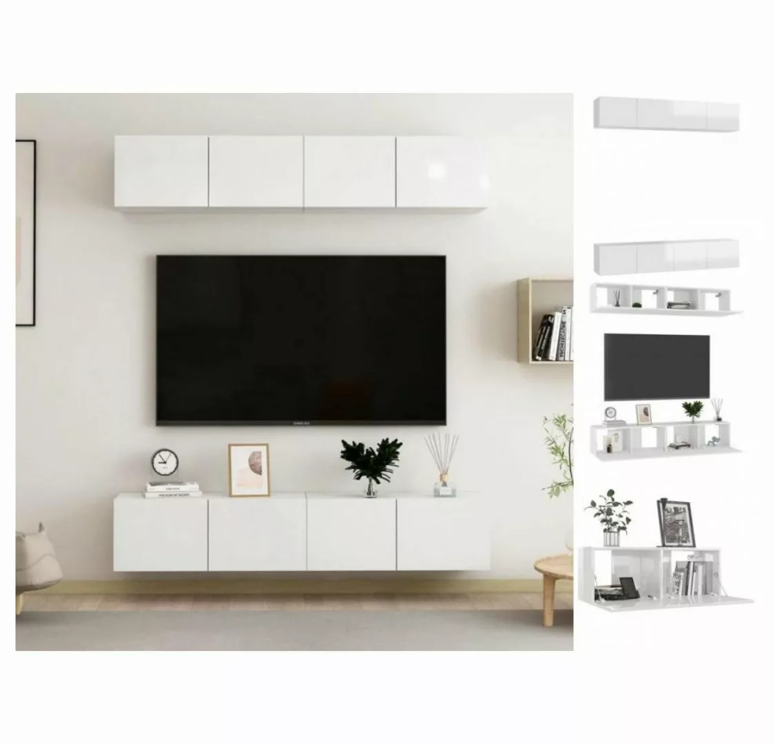 vidaXL TV-Schrank TV-Schränke 4 Stk Hochglanz-Weiß 80x30x30 cm Spanplatte L günstig online kaufen