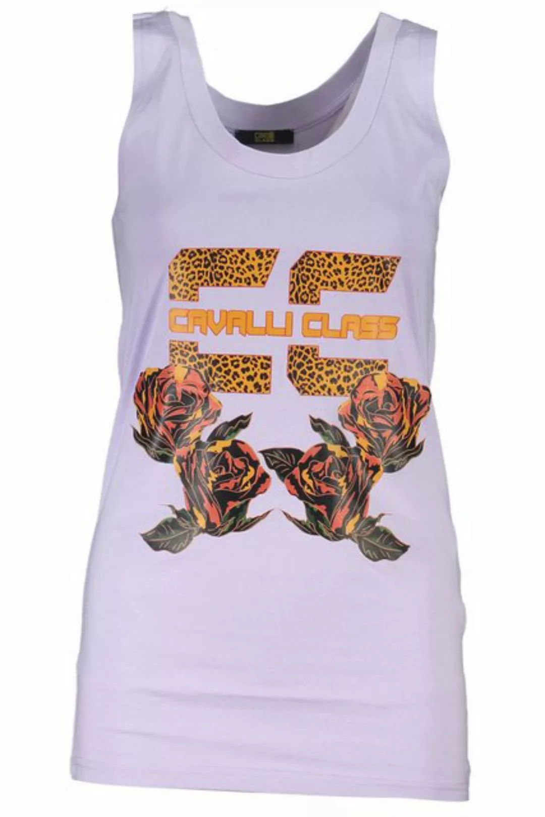 Cavalli Class T-Shirt Lila Damen-Tanktop mit Druck und Rundhalsausschnitt günstig online kaufen