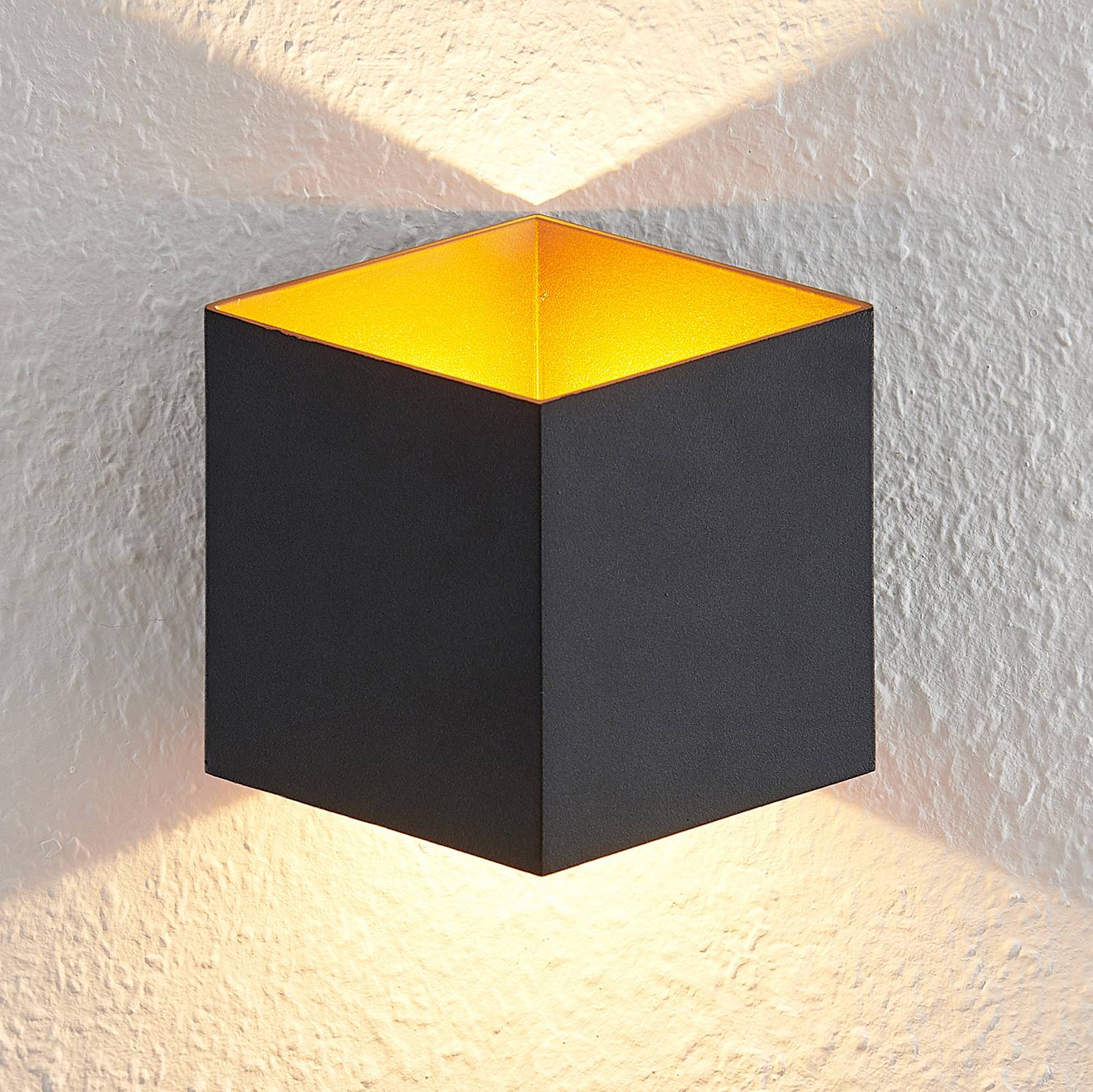 Arcchio Alima LED-Wandlampe, dimmbar, IP44 schwarz günstig online kaufen