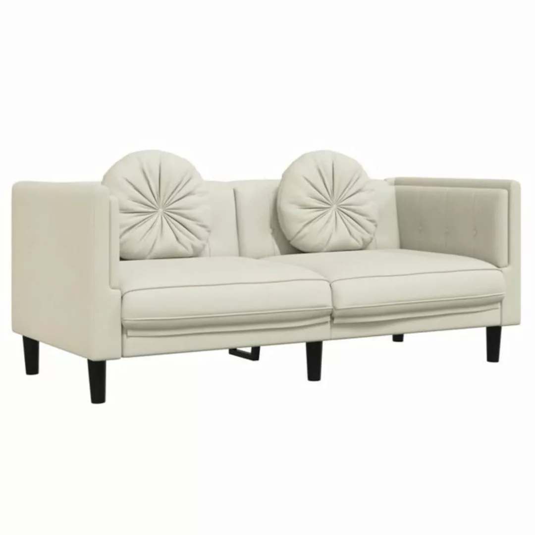 vidaXL Sofa Sofa mit Kissen 2-Sitzer Creme Samt günstig online kaufen