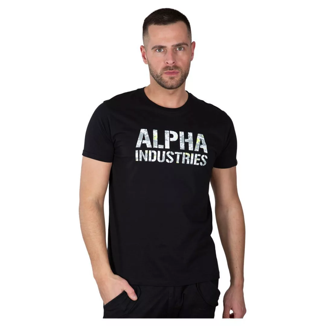 Alpha Industries Camo Print Kurzärmeliges T-shirt M Black / Digi White Camo günstig online kaufen