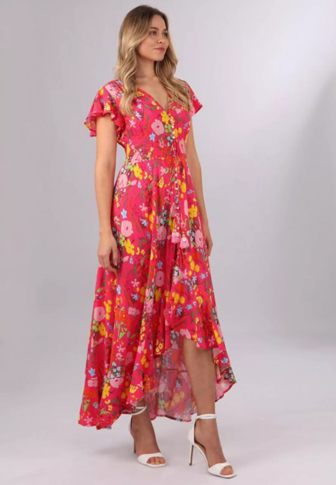 YC Fashion & Style Sommerkleid Maxikleid mit Blumenmuster und Vokuhila-Schn günstig online kaufen