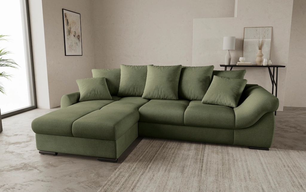 Mr. Couch Ecksofa "Livorno L-Form", inkl. Hochschläfer-Bettauszug, XL-Bettk günstig online kaufen