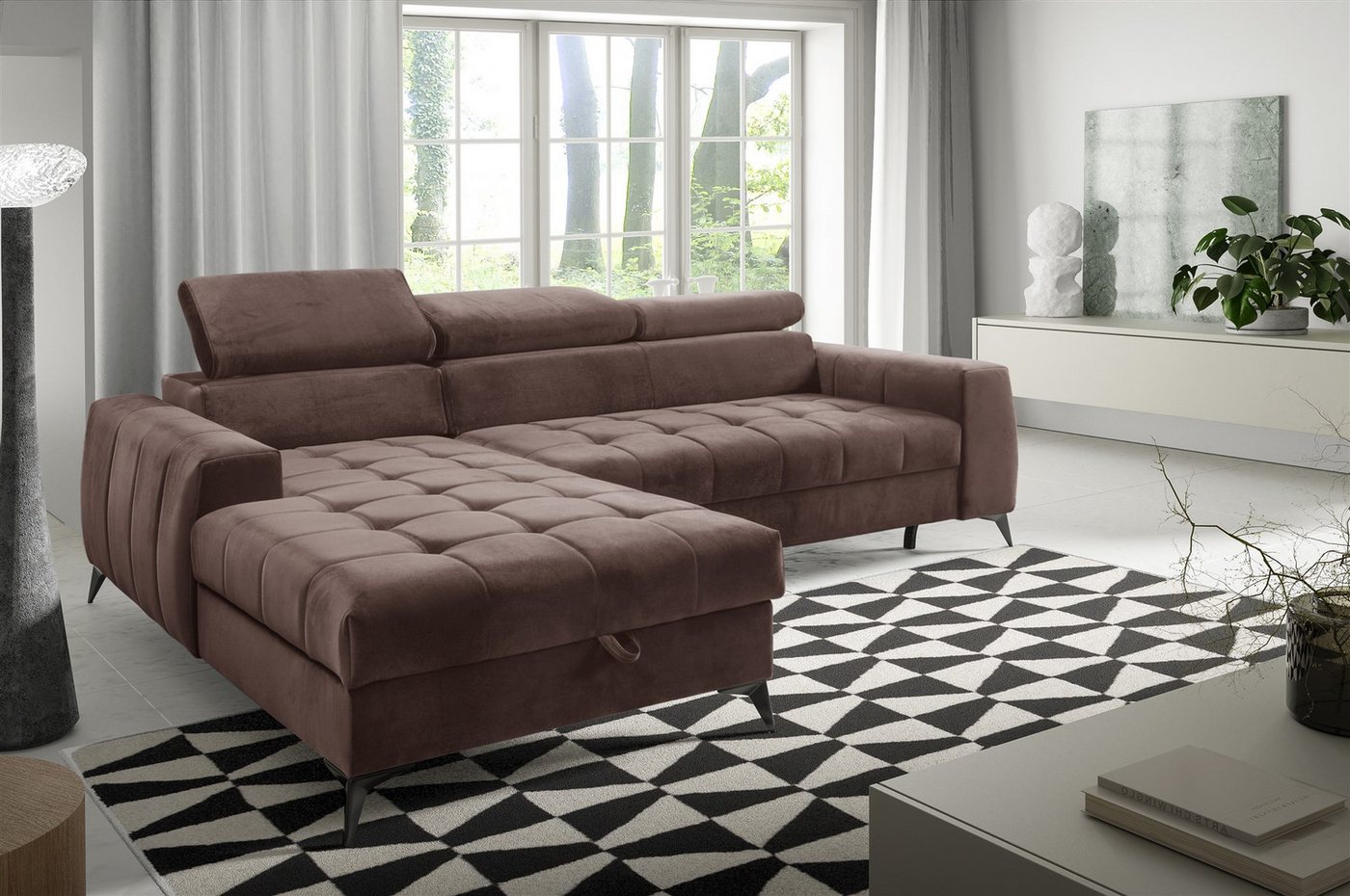 Fun Möbel Ecksofa Schlafsofa Sofa AGNESA XS Stoff Salvador, inkl. Bettkaste günstig online kaufen