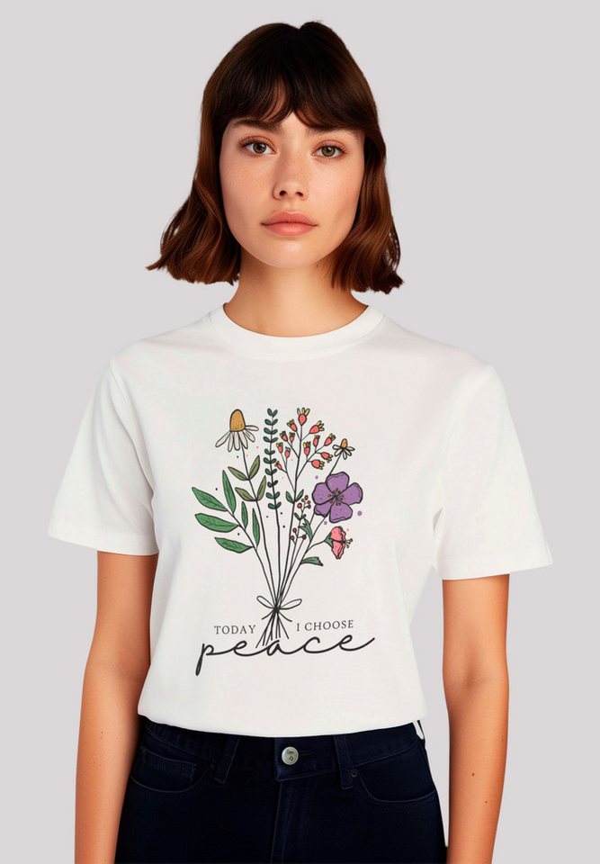 F4NT4STIC T-Shirt Blumen today I choose peace Premium Qualität günstig online kaufen