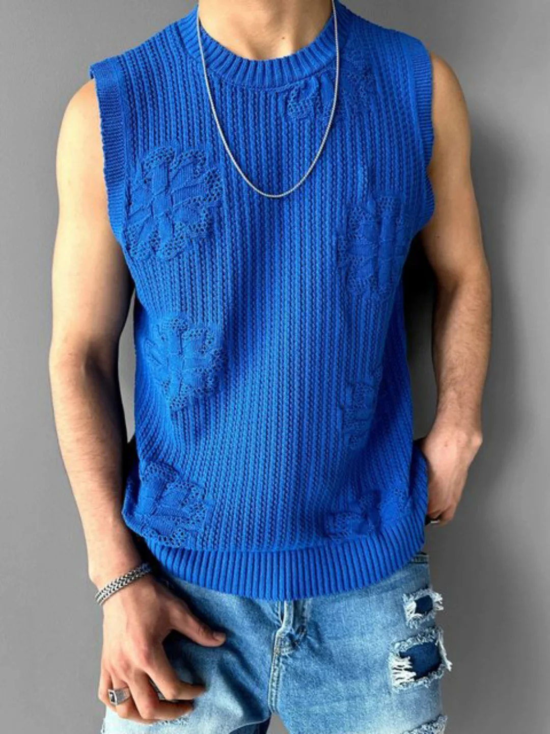 Abluka T-Shirt KNIT SWEATER VEST FLOWER günstig online kaufen