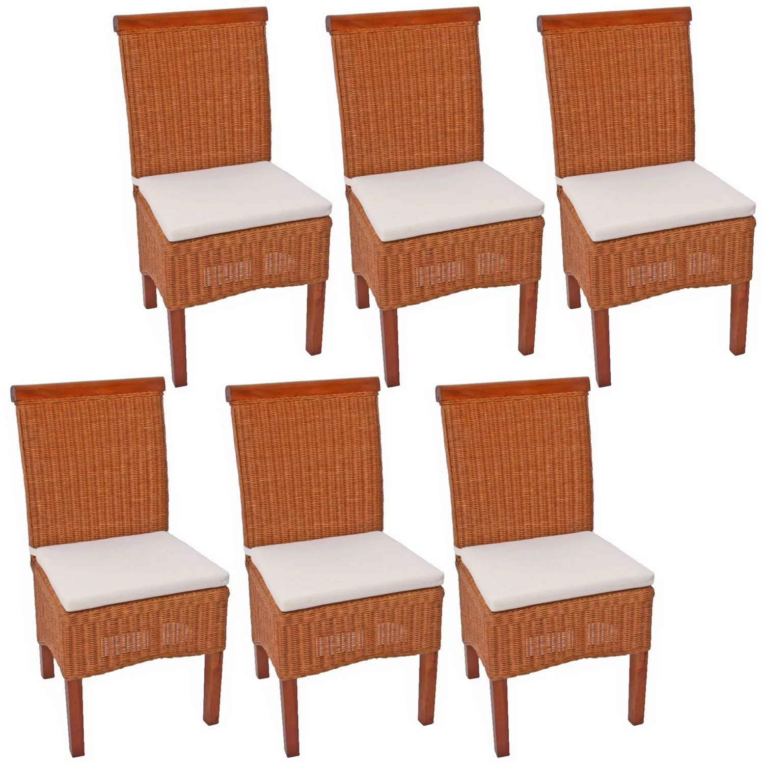 MCW Esszimmerstuhl Var 6er-Set mit Sitzkissen Rattan günstig online kaufen