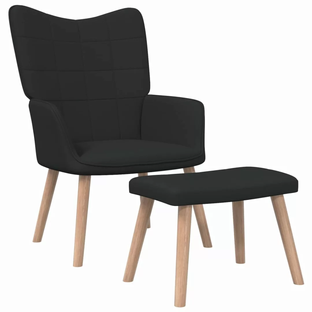 Relaxsessel Mit Hocker 62x68,5x96 Cm Schwarz Stoff günstig online kaufen