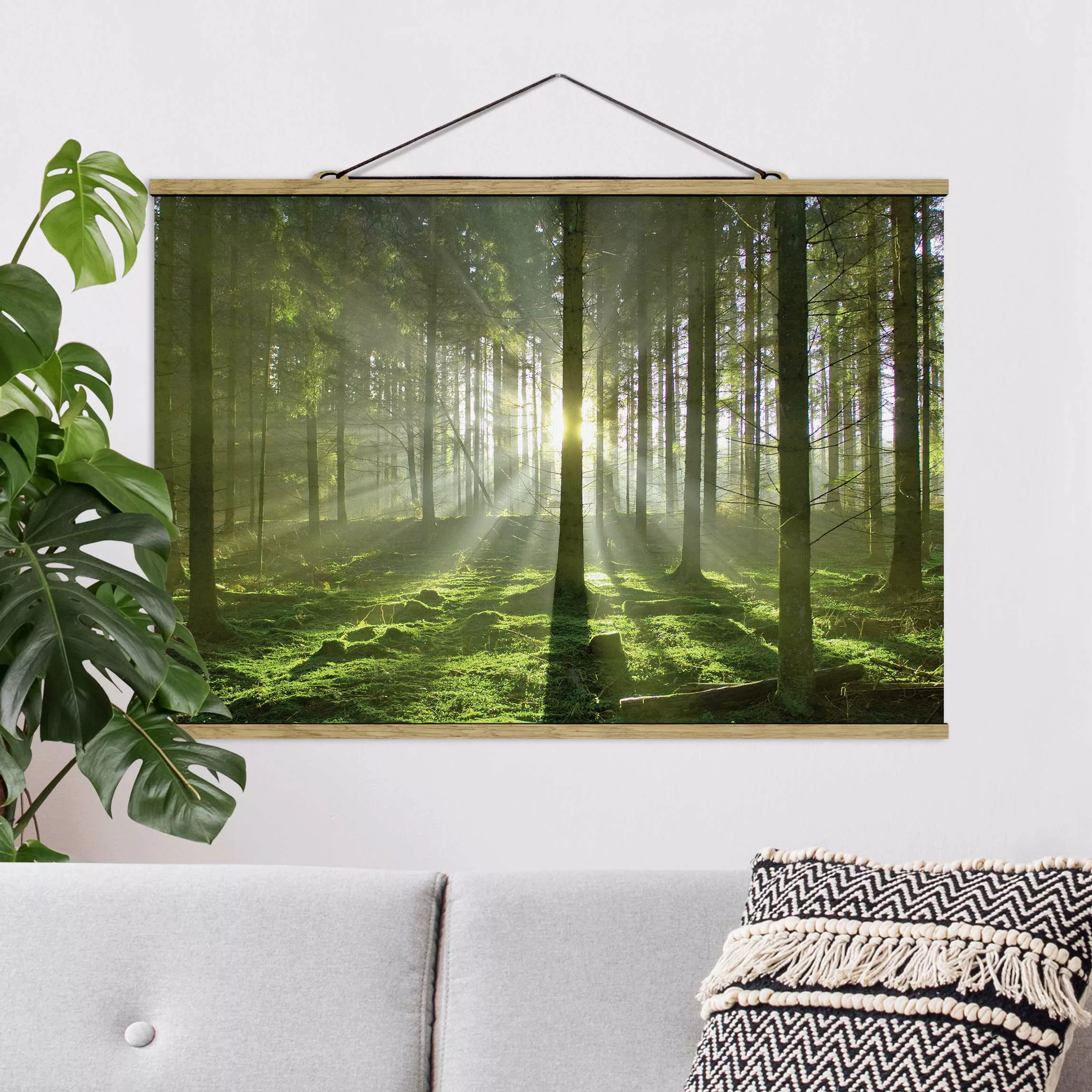 Stoffbild Wald mit Posterleisten - Querformat Spring Fairytale günstig online kaufen