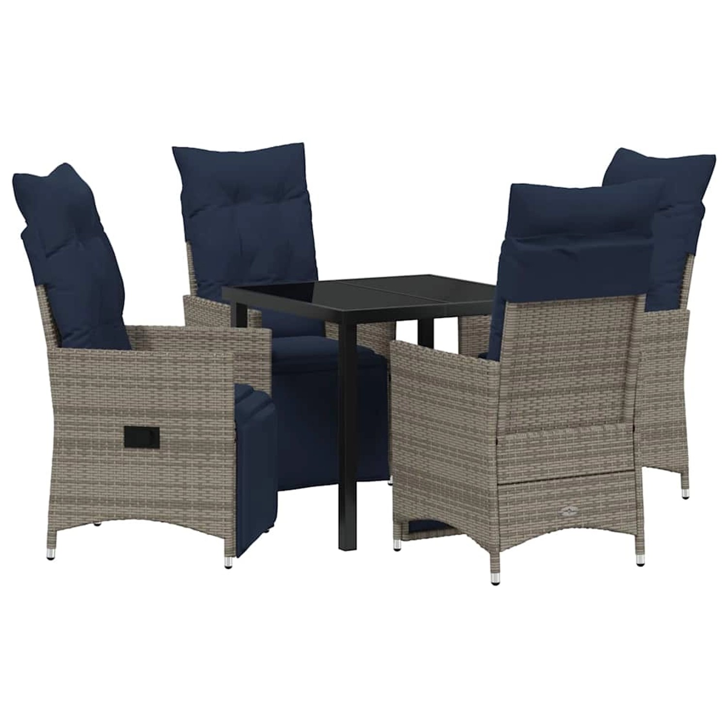 vidaXL Garten Essgruppe 5-Tlg Grau Poly Rattan 3379598 günstig online kaufen
