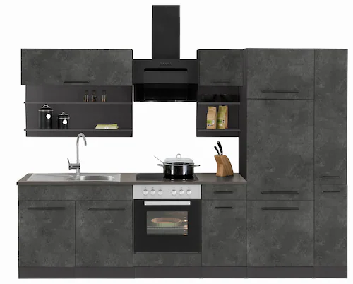 HELD MÖBEL Küchenzeile "Tulsa", mit E-Geräten, Breite 300 cm, schwarze Meta günstig online kaufen