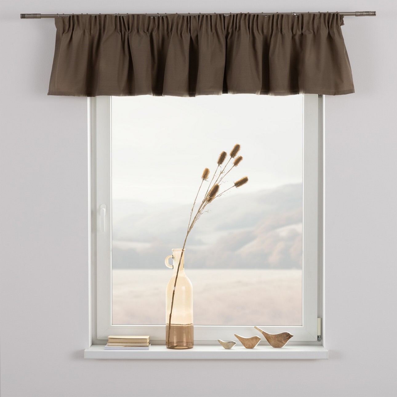 Kurzgardine mit Kräuselband, mocca, 130 x 40 cm, Cotton Panama (702-02) günstig online kaufen