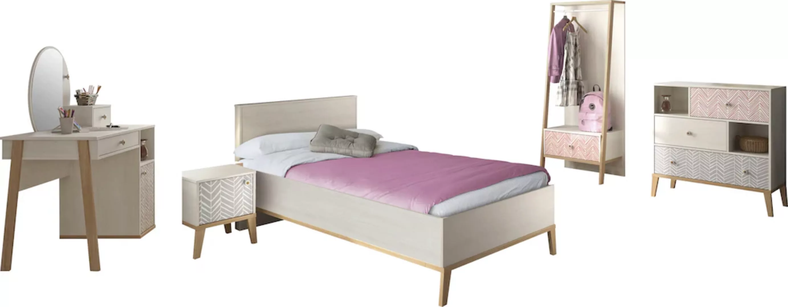 Gami Jugendzimmer-Set "Alika", (Set, 6 tlg., Bett, Kleiderständer, Nachttis günstig online kaufen