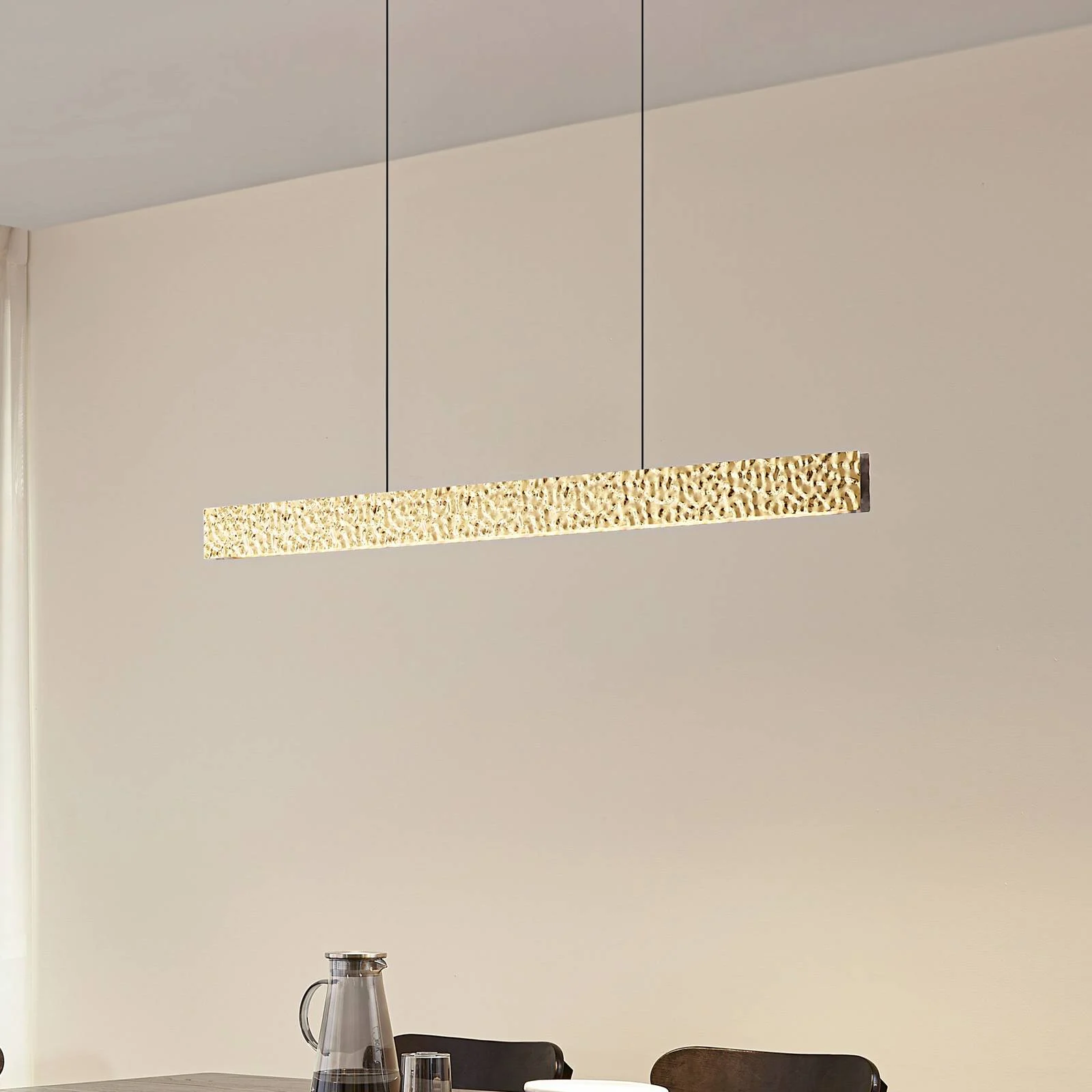 Lucande LED-Hängeleuchte Nivara, 117 cm, gold, Metall günstig online kaufen