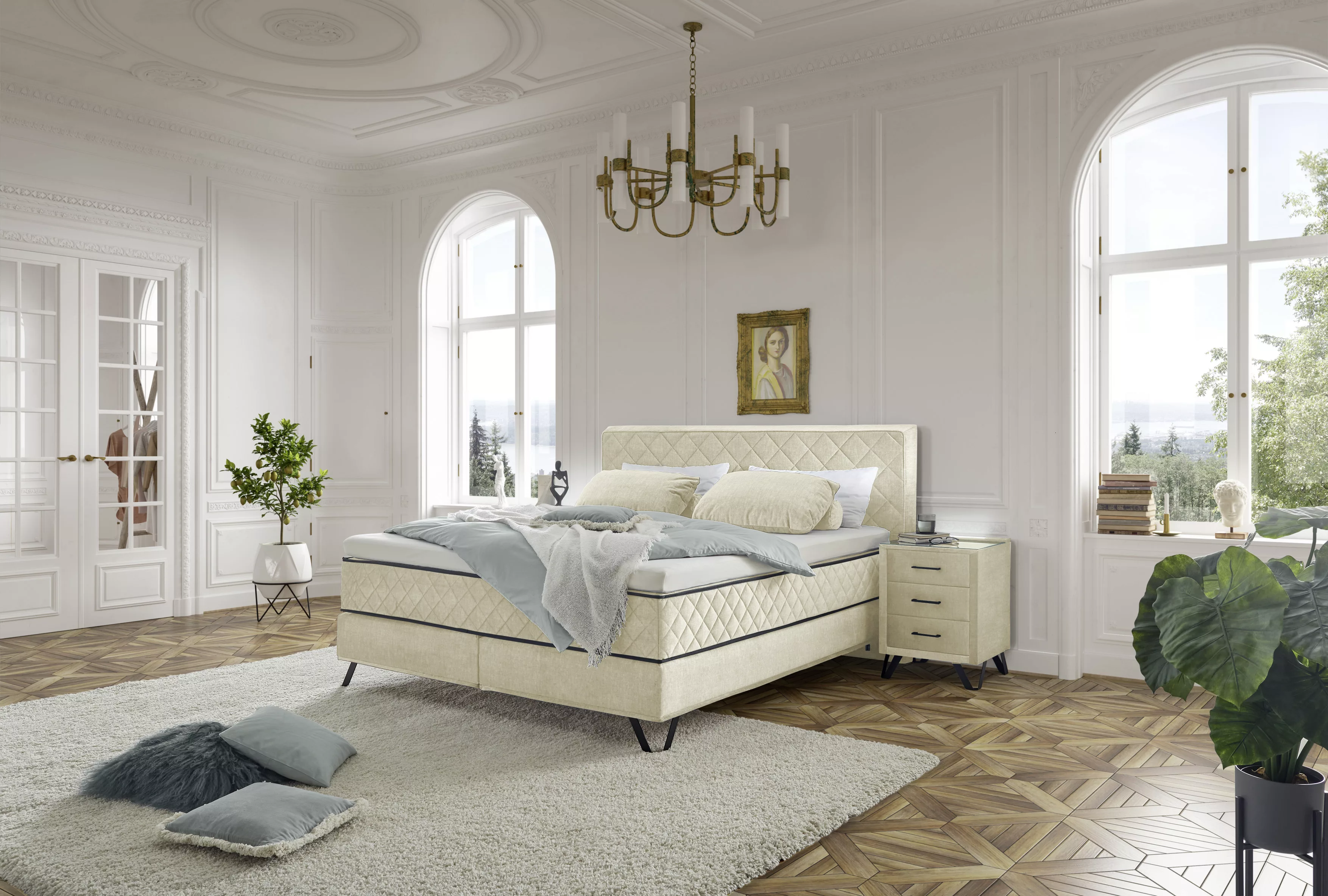 ED EXCITING DESIGN Boxspringbett "Diamond", inkl. Duo-Wendematratze, wahlwe günstig online kaufen