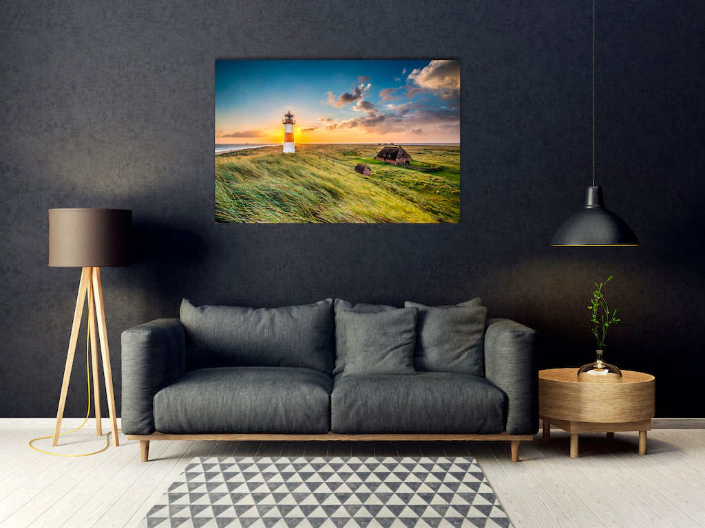 queence Acrylglasbild "Edgar", Landschaft-Himmel-Leuchtturm-Wiesen & Bäume- günstig online kaufen