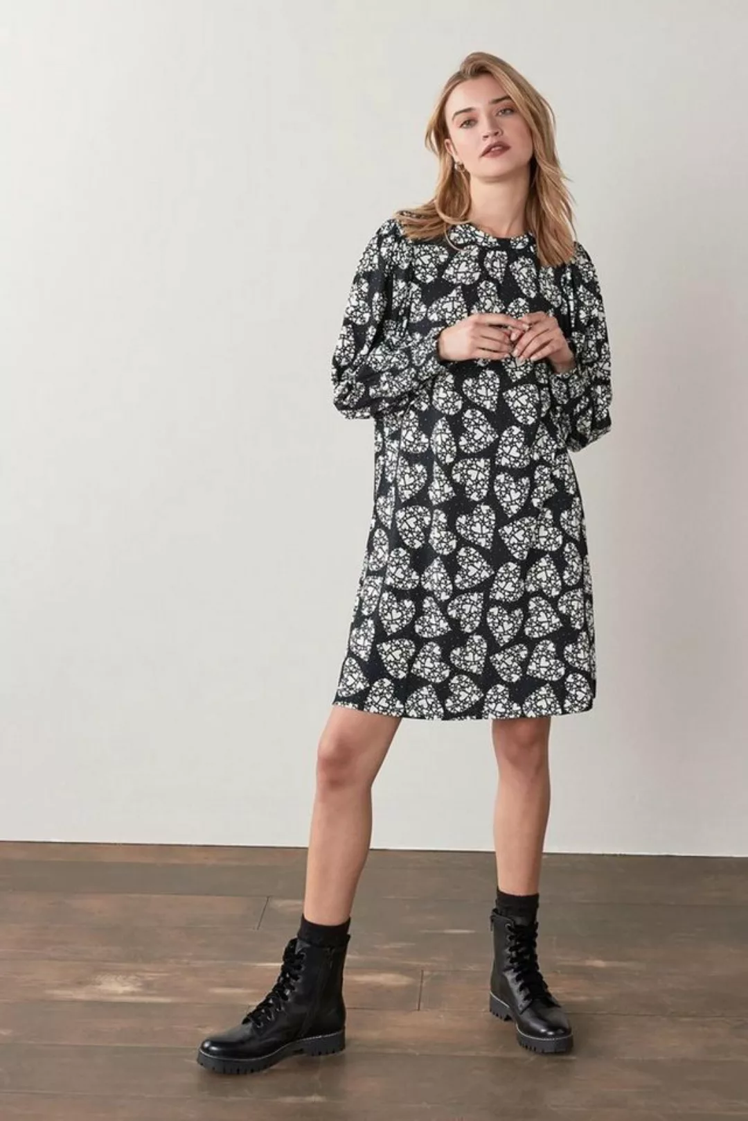 Next Jerseykleid Kleid mit langen Ärmeln und gesmokten Armbündchen (1-tlg) günstig online kaufen