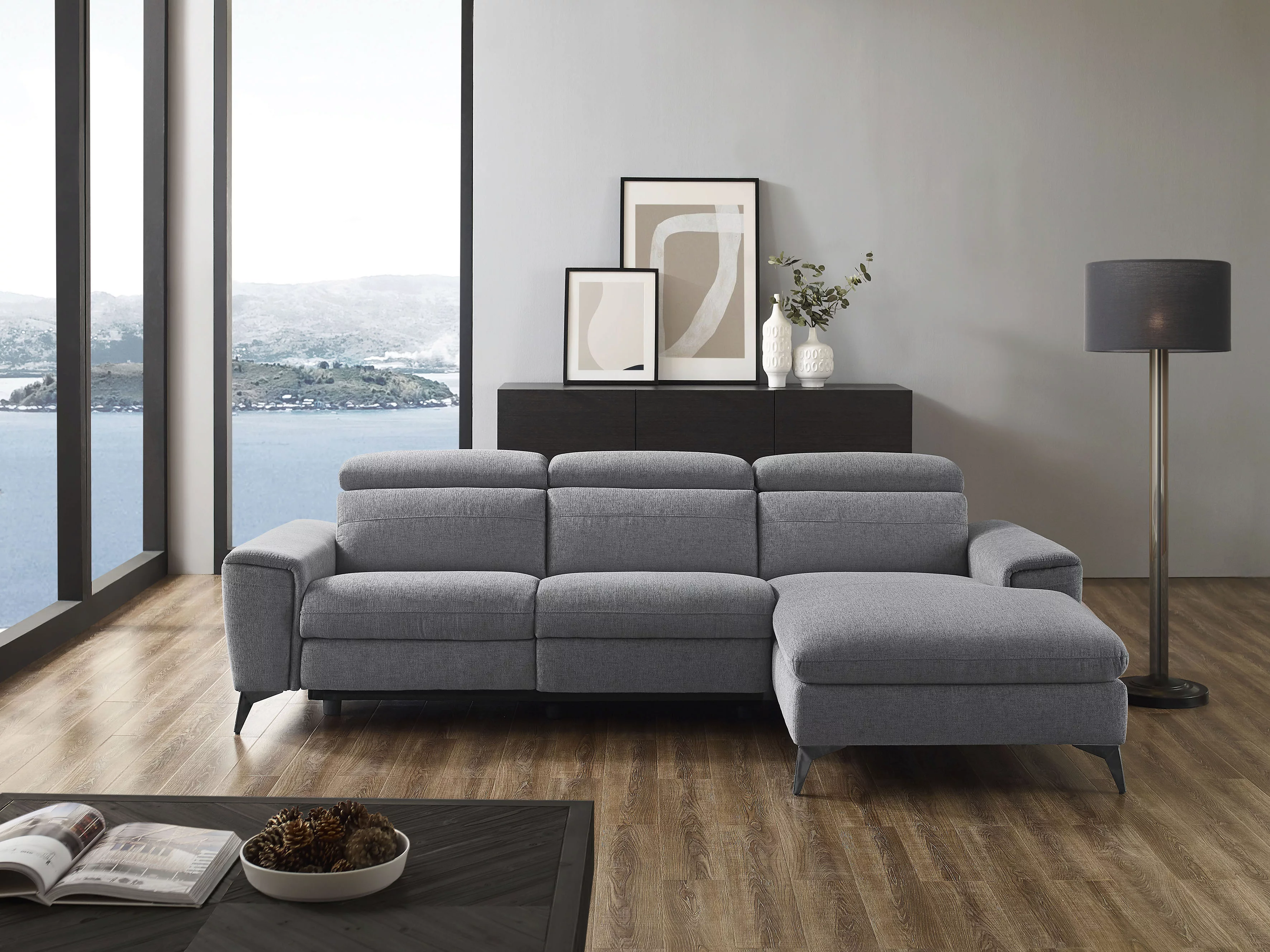 Places of Style Ecksofa "Theron, L-Form, 263 cm,", elektrische Relaxfunktio günstig online kaufen