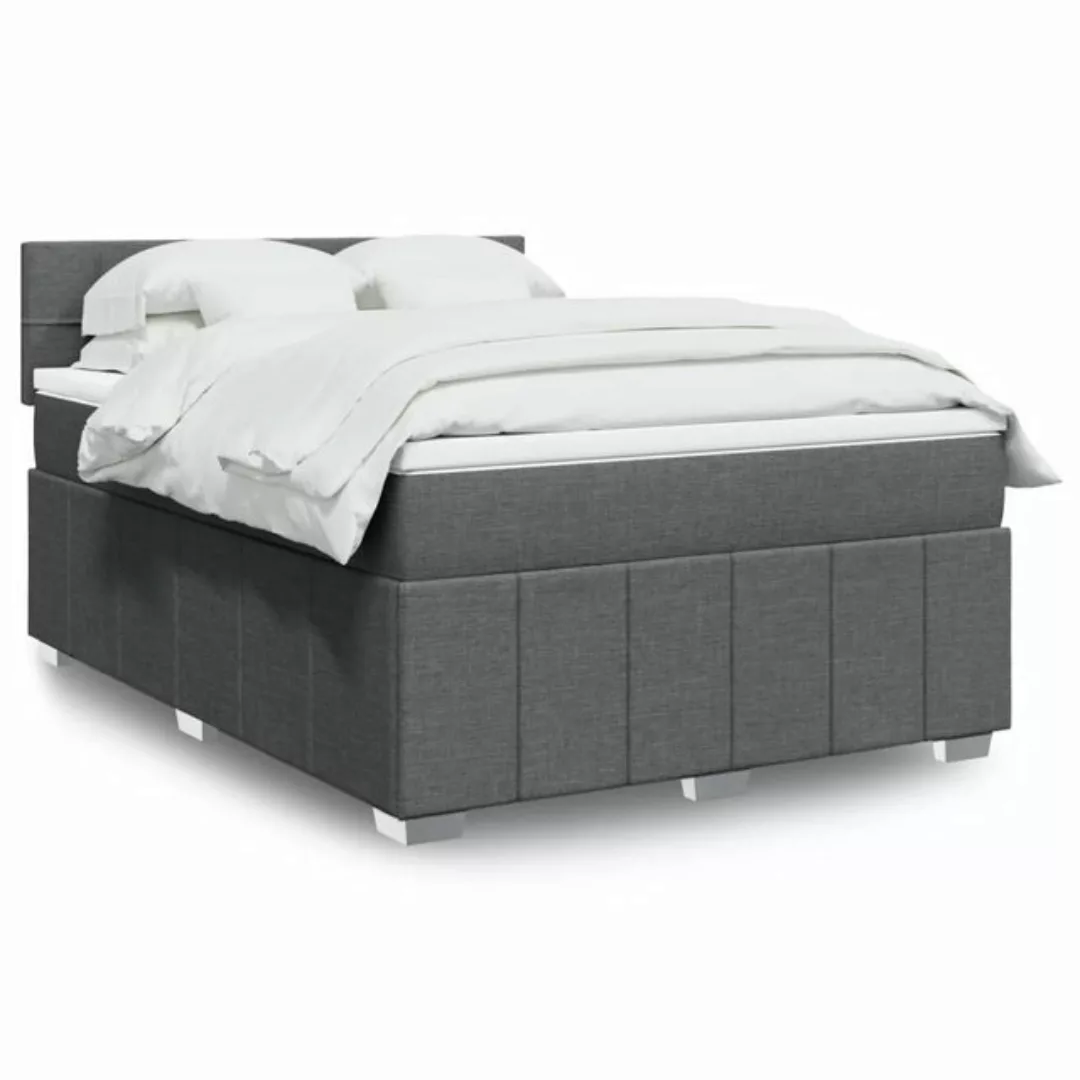 vidaXL Boxspringbett, Boxspringbett mit Matratze Dunkelgrau 160x200 cm Stof günstig online kaufen