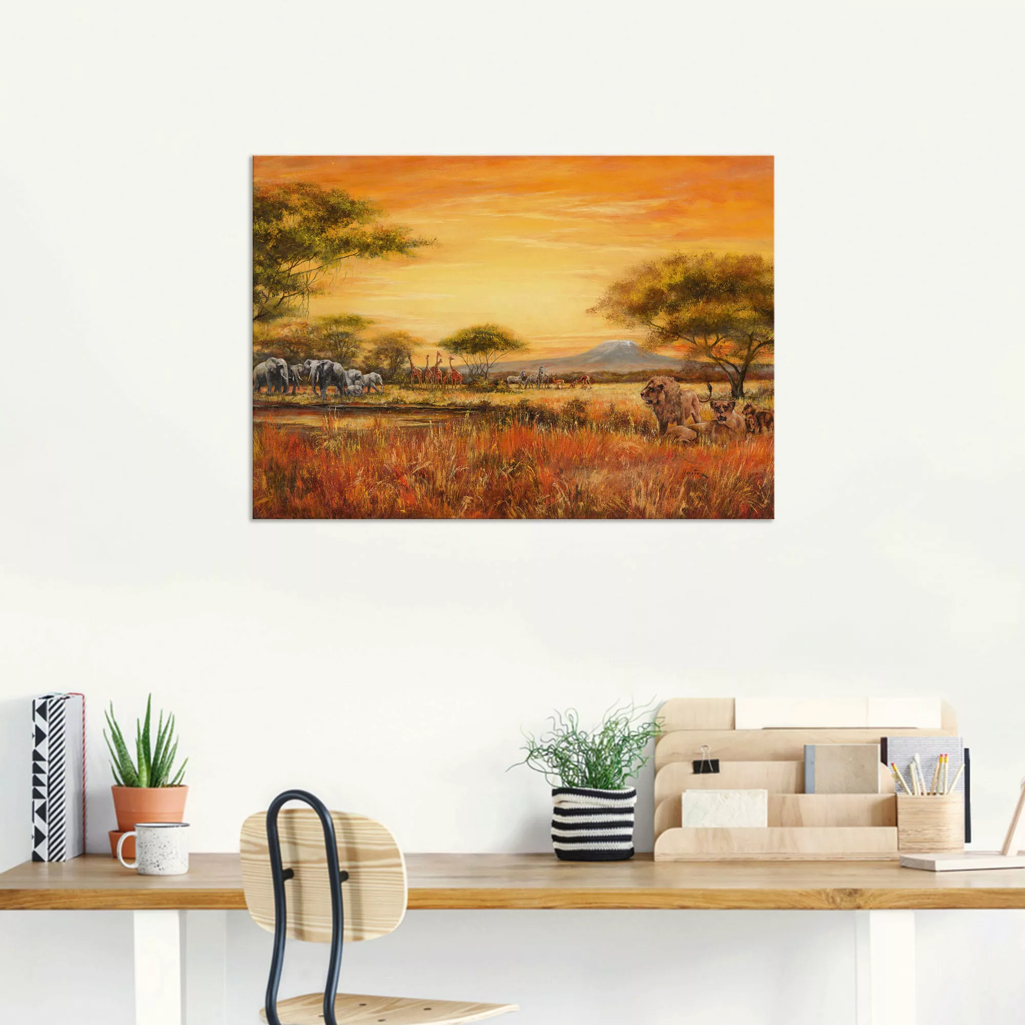 Artland Wandbild "Afrikanische Steppe mit Löwen", Afrika, (1 St.) günstig online kaufen