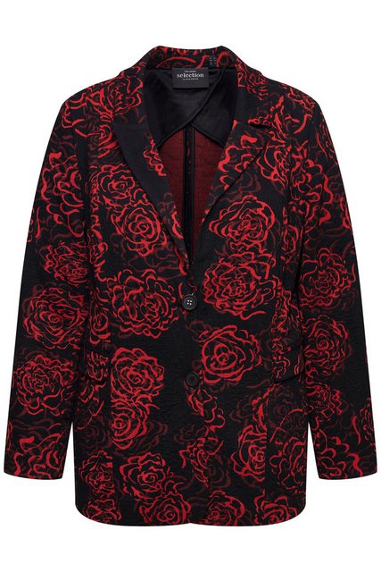 Ulla Popken Blusenblazer Jacquard-Jerseyblazer Reverskragen florales Design günstig online kaufen