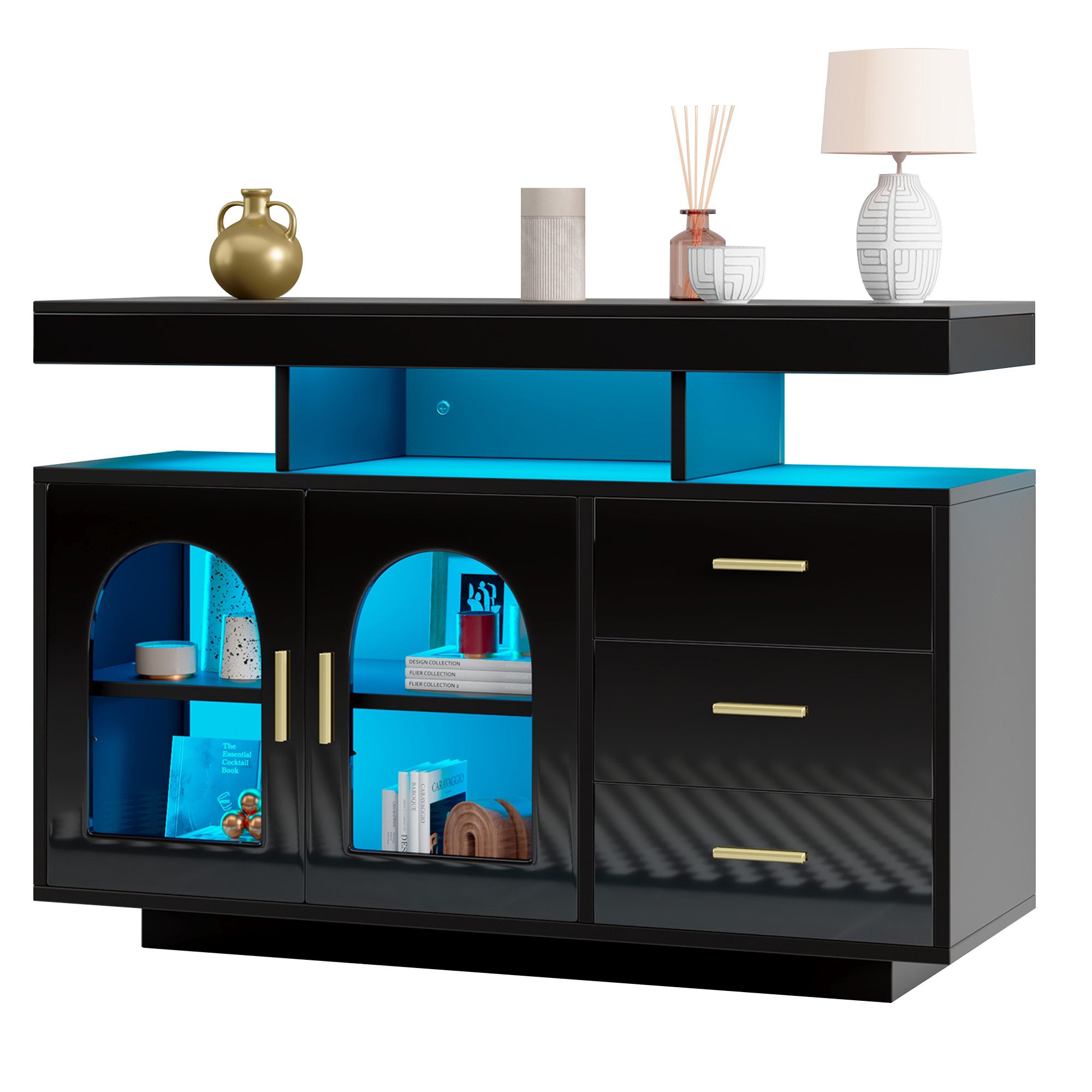 OKWISH Sideboard Buffetschrank, Kaffeebarschrank, Hochglanz-Küchenschrank ( günstig online kaufen