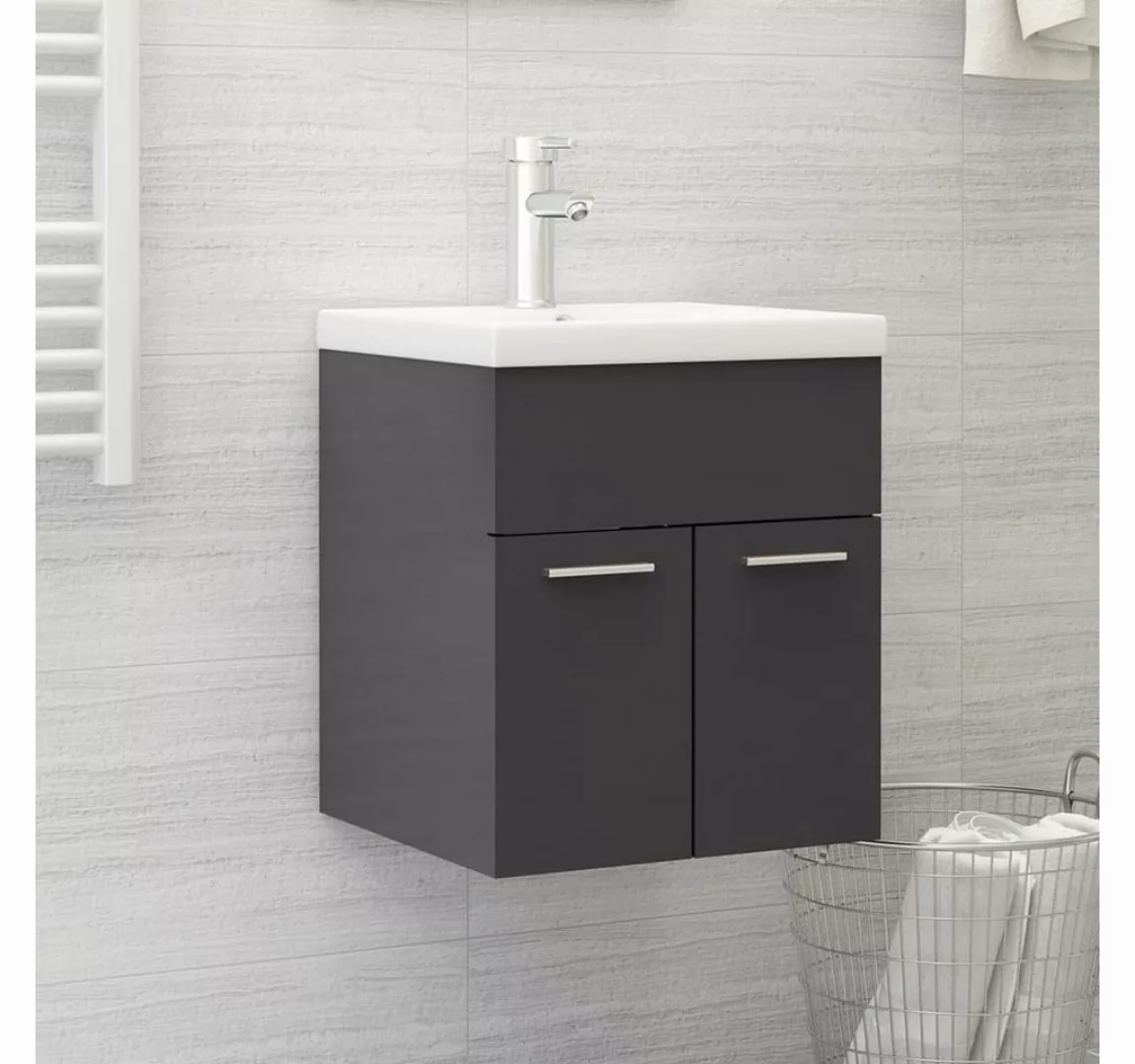 vidaXL Badezimmerspiegelschrank Waschbeckenunterschrank mit Einbaubecken Ho günstig online kaufen