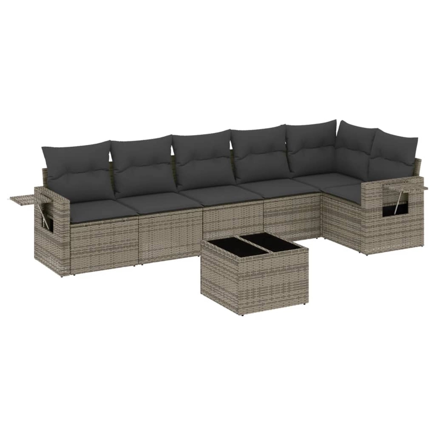 vidaXL 7-Tlg Garten-Sofagarnitur mit Kissen Grau Poly Rattan 3220199 günstig online kaufen
