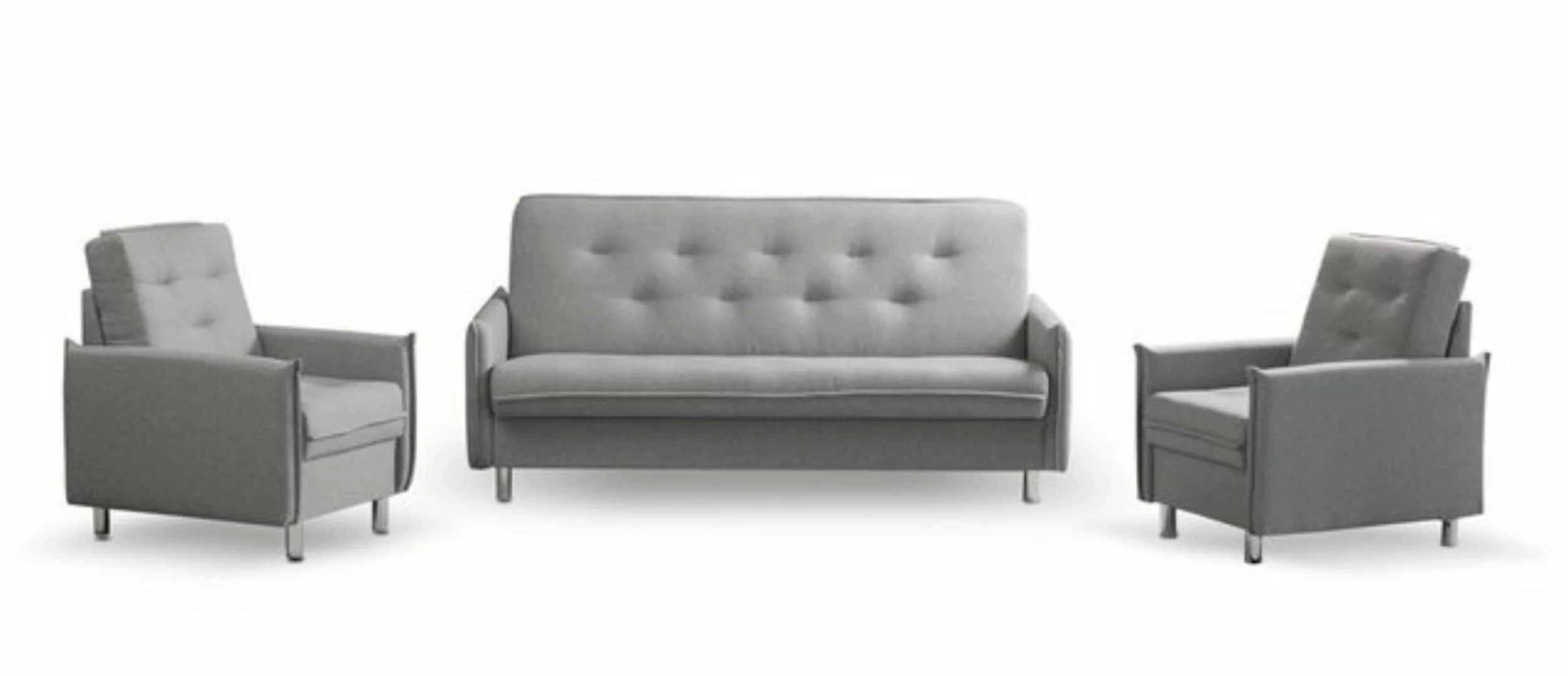 Beautysofa Polstergarnitur LORETTO, Sofa + 2x Sessel, mit Schlaffunktion un günstig online kaufen