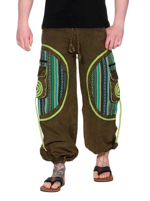 KUNST UND MAGIE Cargohose Stonewashed Cargohose Hippie Goa Cargo Hose Plude günstig online kaufen