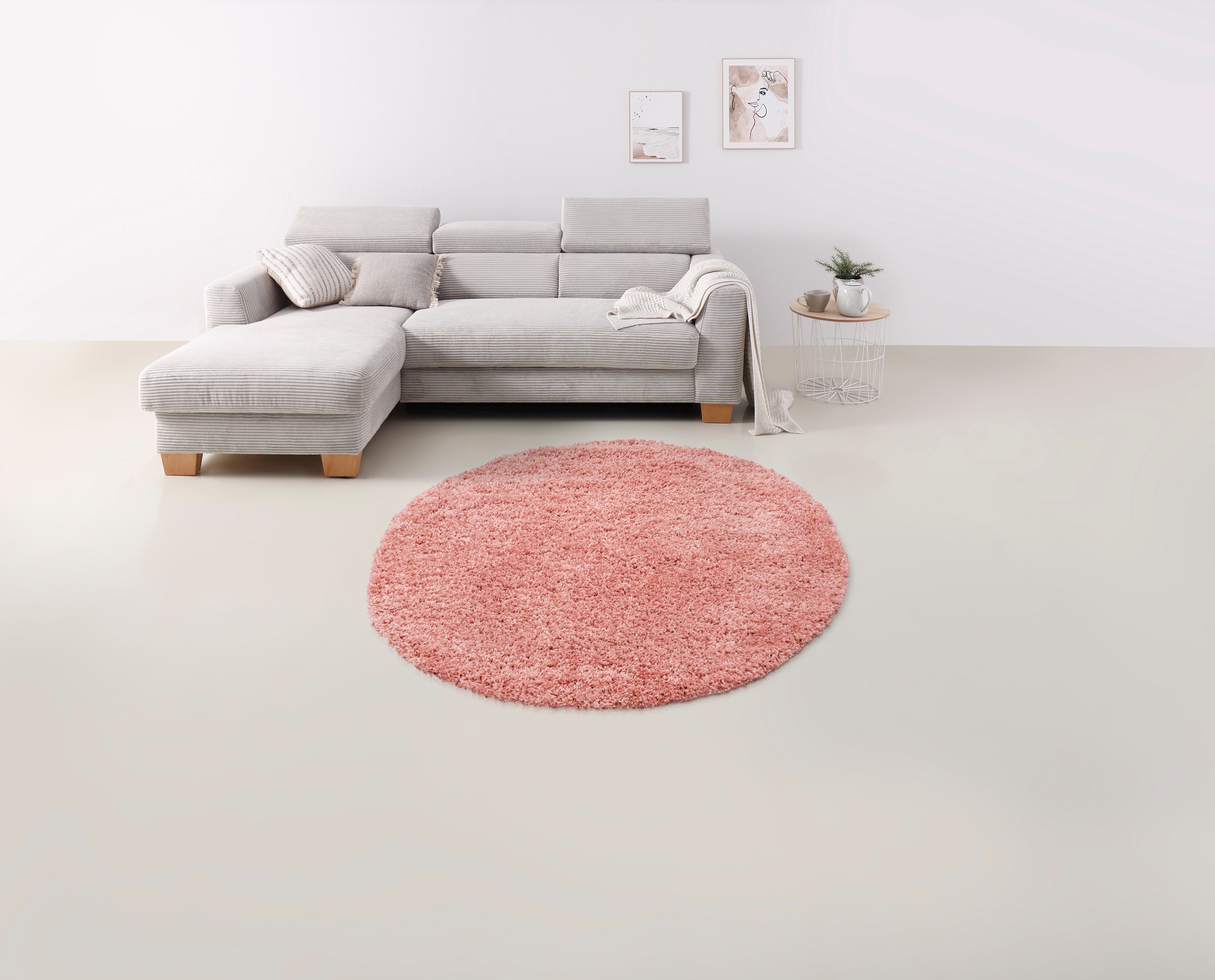 my home Teppich »Viva Teppich rund«, rund, 45 mm Höhe, Uni-Farben, einfarbi günstig online kaufen