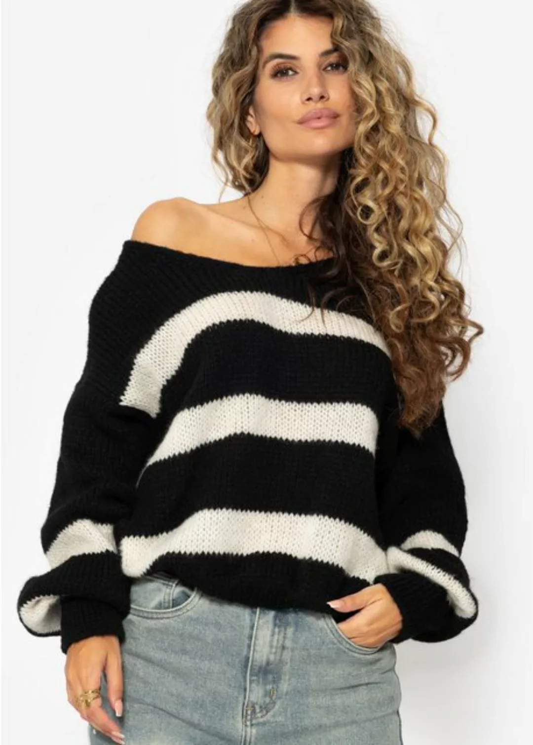 SASSYCLASSY Strickpullover Oversize Pullover Damen mit V-Ausschnitt Elegant günstig online kaufen