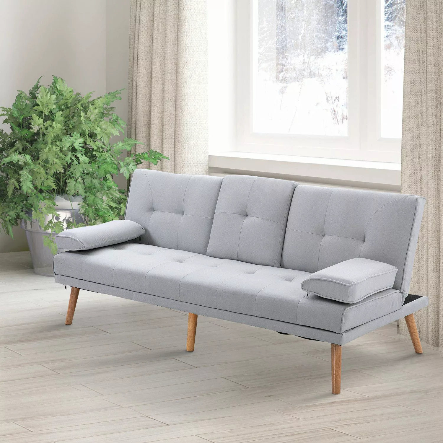 HOMCOM Schlafsofa Dreisitzer mit Bettfunktion, Einzelbett günstig online kaufen