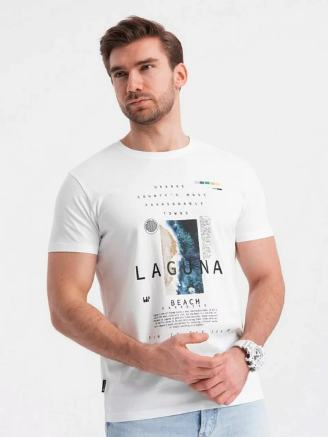 OMBRE Print-Shirt Herren-T-Shirt aus Baumwolle mit Print günstig online kaufen