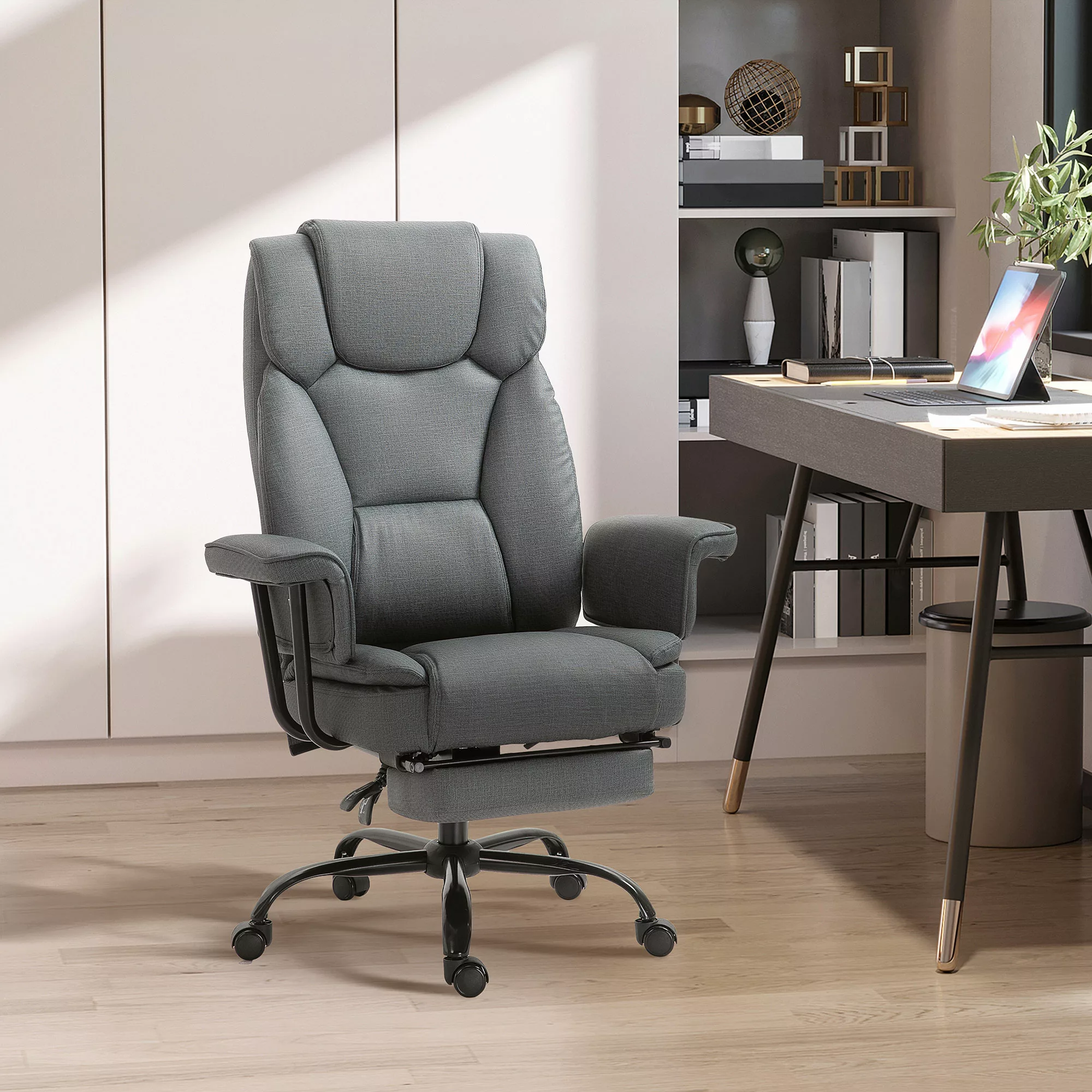 Vinsetto Bürostuhl mit Kopfstütze, ergonomisch 360° Drehbar, Belastbarkeit günstig online kaufen
