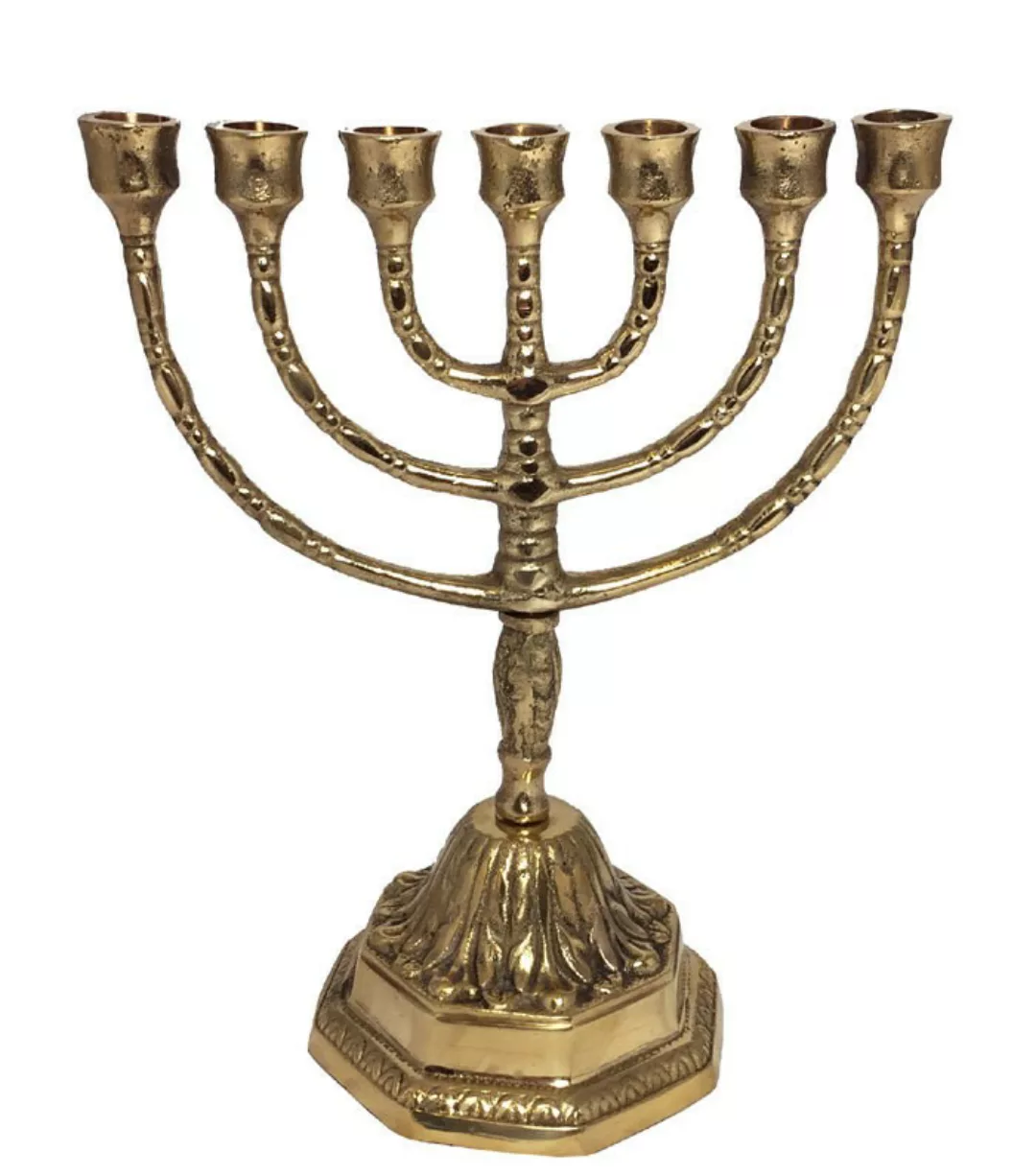 Menora 7-armig Kerzenständer Menorah Messing Farbe: Gold 21cm günstig online kaufen