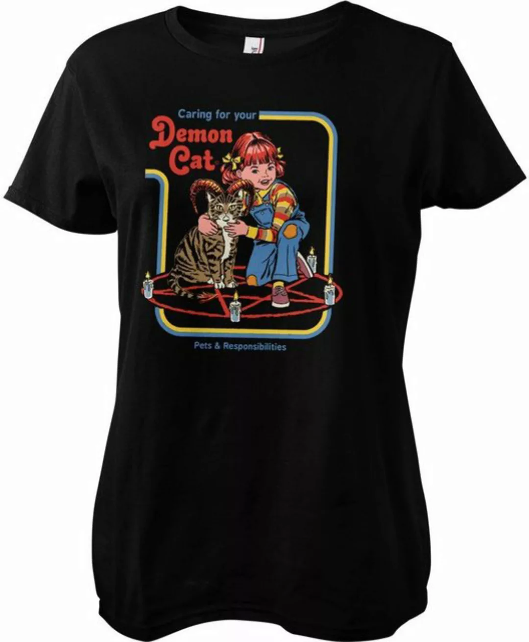 Steven Rhodes T-Shirt Caring For Your Demon Cat Girly Tee günstig online kaufen
