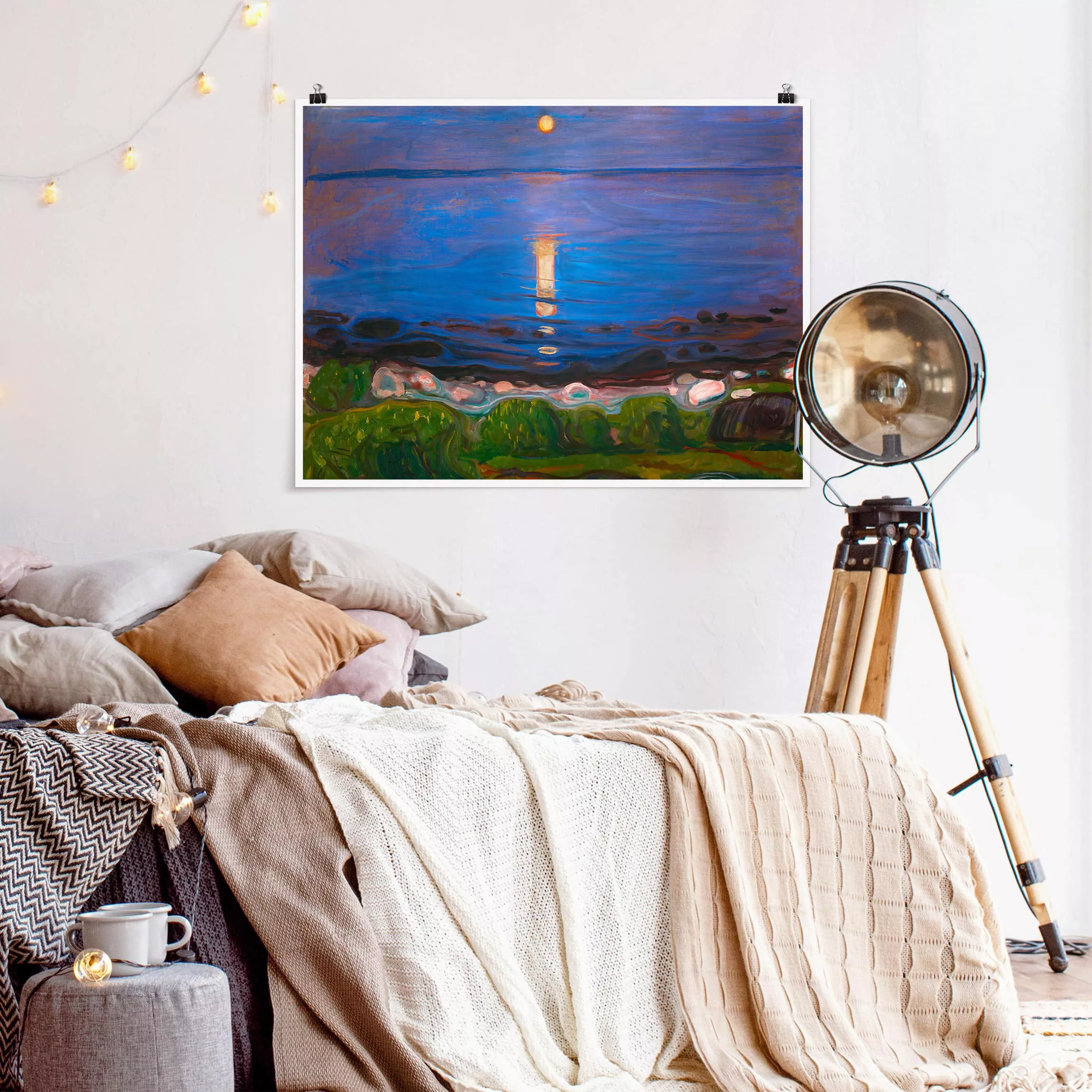 Poster Kunstdruck - Querformat Edvard Munch - Sommernacht am Meeresstrand günstig online kaufen