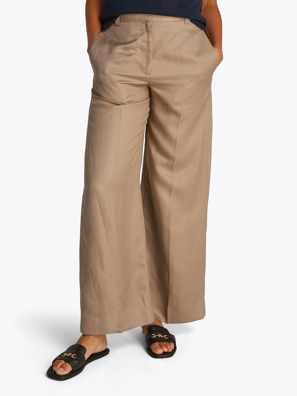 Tommy Hilfiger Leinenhose "VISCOSE LINEN WIDE LEG PANTS", mit Bügelfalten,k günstig online kaufen