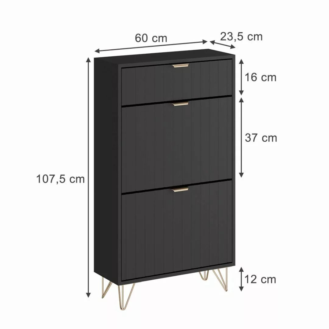 Vicco Schuhschrank Helge, Schwarz, 60 x günstig online kaufen